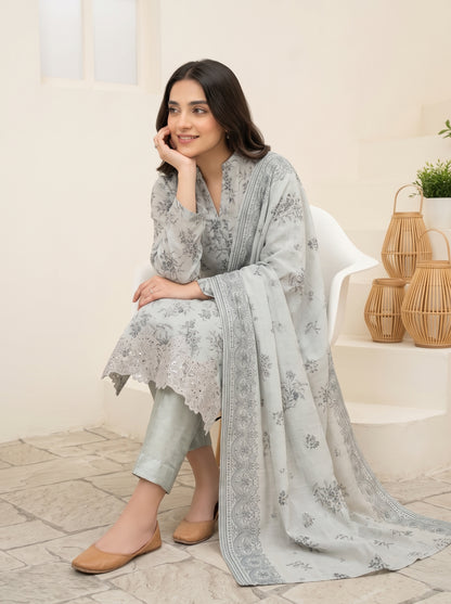 CALIA 3pcs Un-Stitched Emb Printed Staple [D-6072]
