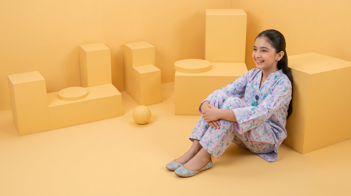 LITTLE TWIRLS 2pcs Stitched Printed Cotton [D-5596]