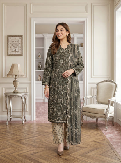 MARIUM 3pcs Un-Stitched Emb Printed Lawn [D-4144]
