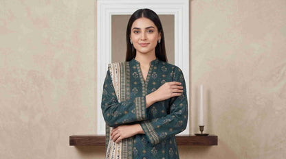 INAYA 3pcs Stitched Printed Lawn [D-5128]