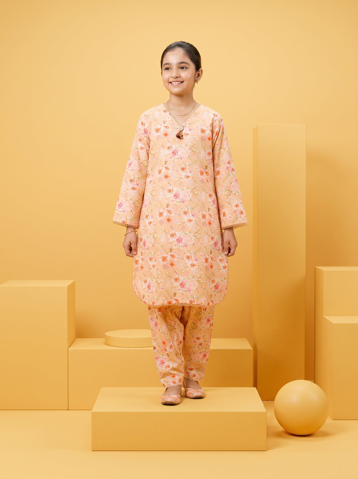 LITTLE TWIRLS 2pcs Stitched Printed Cotton [D-5598]
