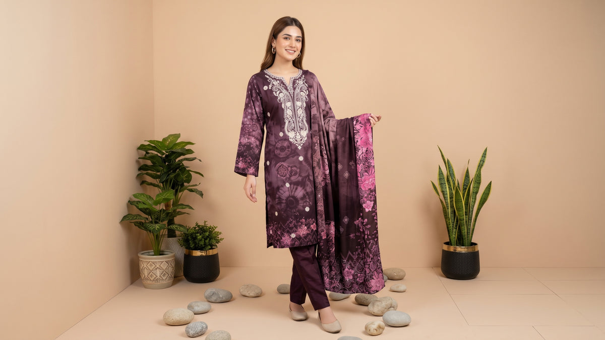 MAHIRI 3pcs Un-Stitched Emb Printed Staple [D-5920]