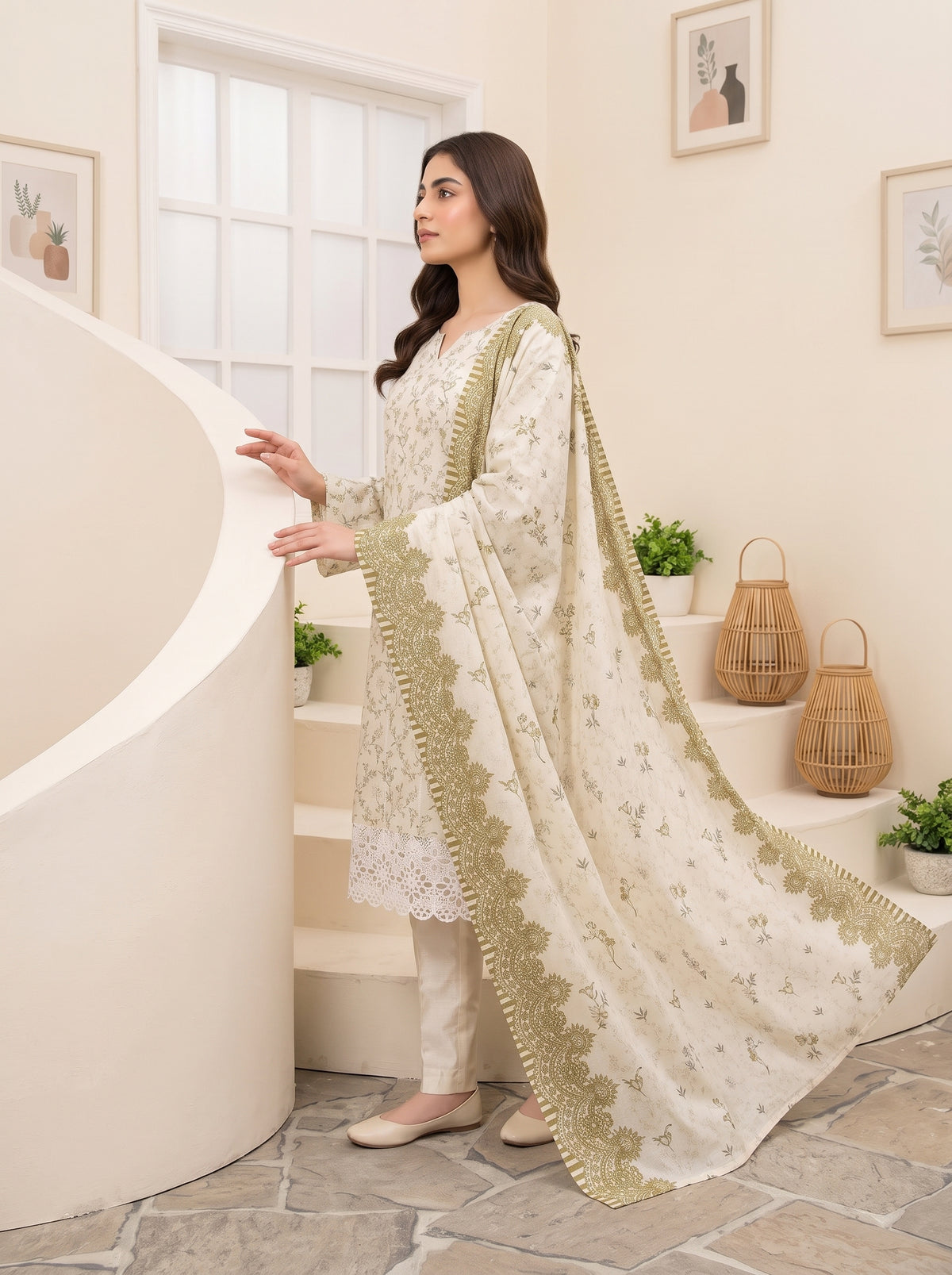 CALIA 3pcs Un-Stitched Emb Printed Staple [D-6078]
