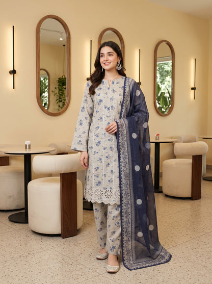 ZAINA 3pcs Un-Stitched Emb Printed Cotton [D-5958]