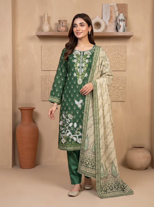 DESIR 3pcs Un-Stitched Emb Printed Staple [D-5897]