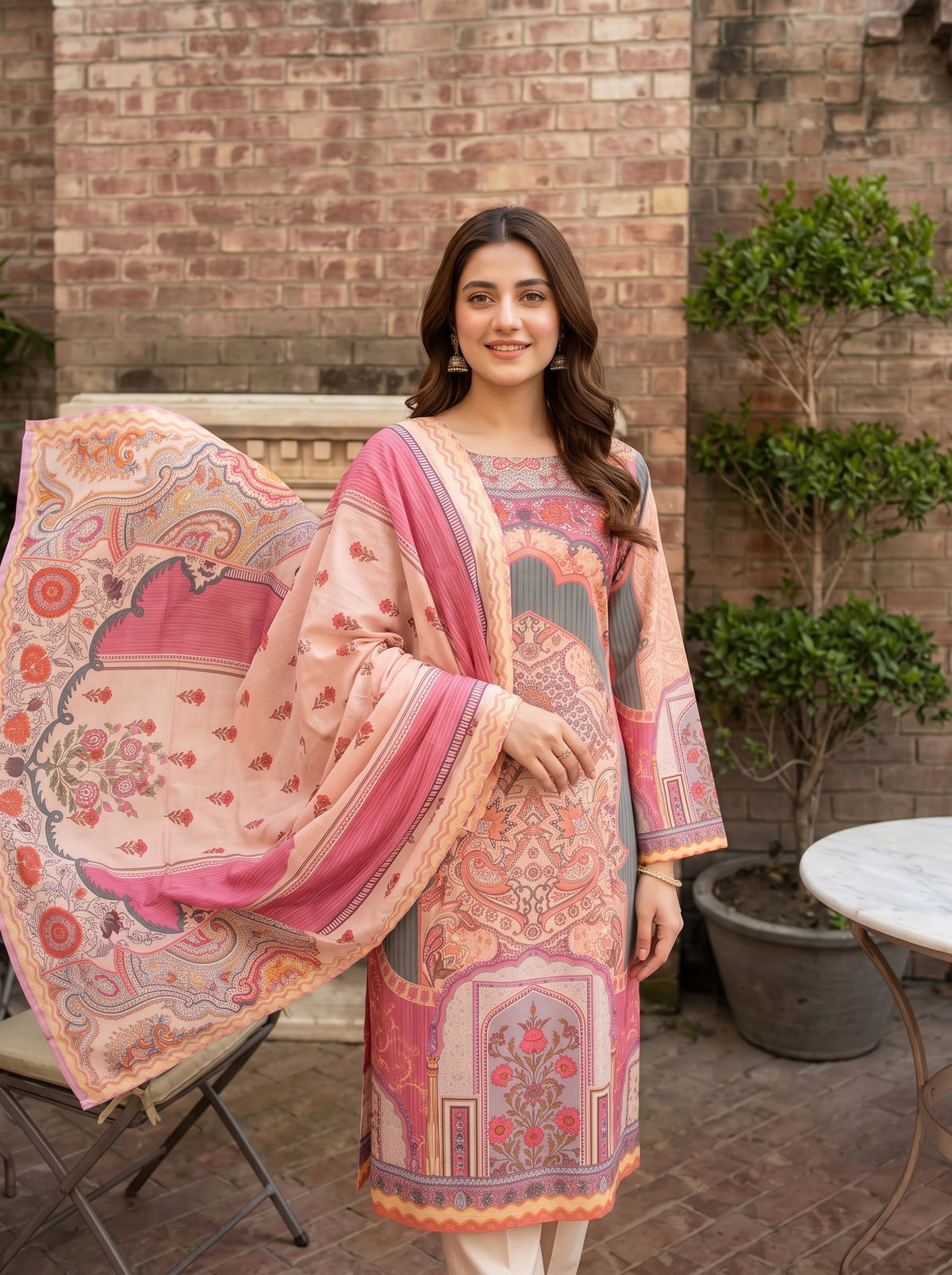 AYEZAH 3pcs Un-Stitched Print Viscose [D-03]
