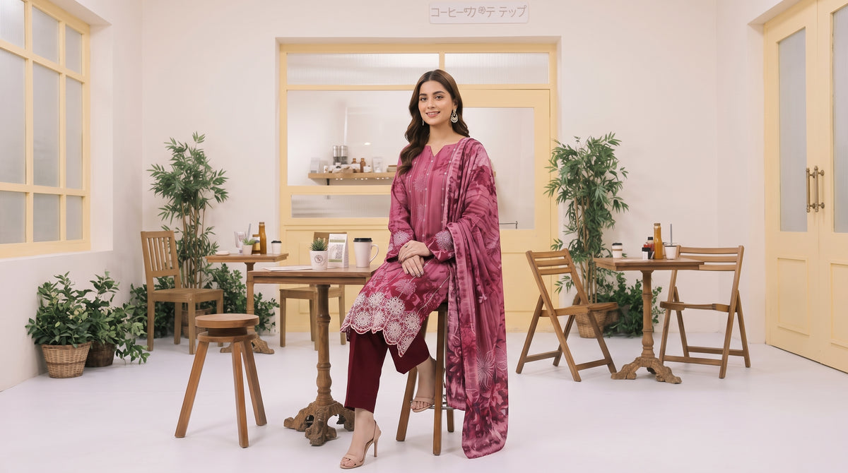 MIRAAS 3pcs Un-Stitched Emb Printed Staple [D-5930]
