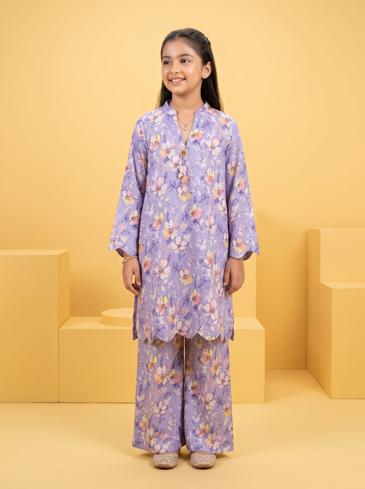 LITTLE TWIRLS 2pcs Stitched Printed Cotton [D-5600]