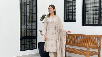 NEHAL 3pcs Un-Stitched Emb LAWN [D-4833]