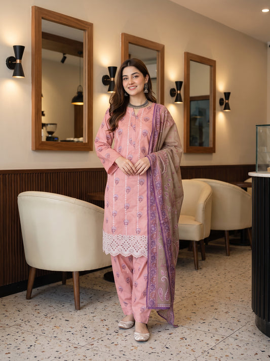 ZAINA 3pcs Un-Stitched Emb Printed Cotton [D-5953]