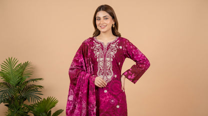MAHIRI 3pcs Un-Stitched Emb Printed Staple [D-5925]