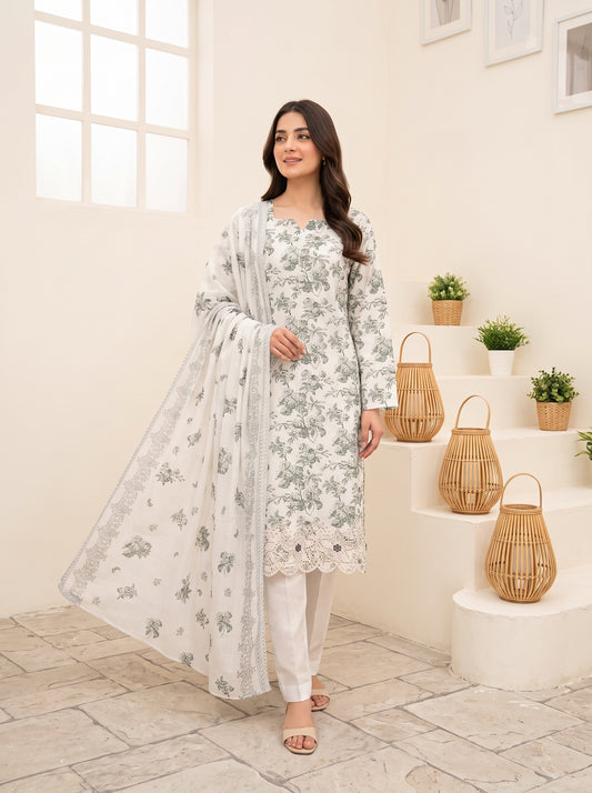 CALIA 3pcs Un-Stitched Emb Printed Staple [D-6076]