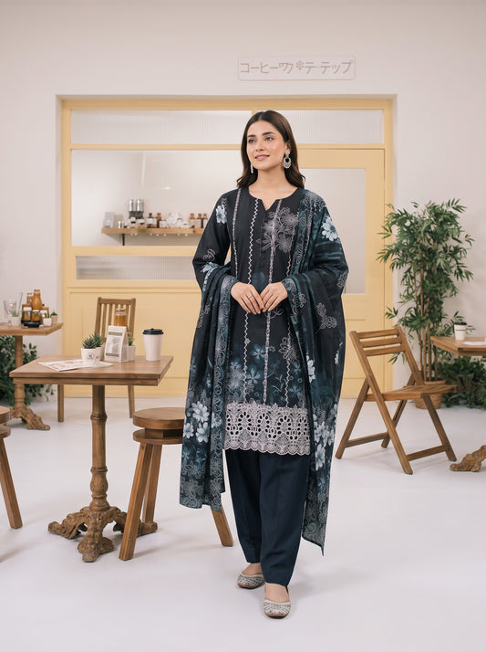 MIRAAS 3pcs Un-Stitched Emb Printed Staple [D-5928]