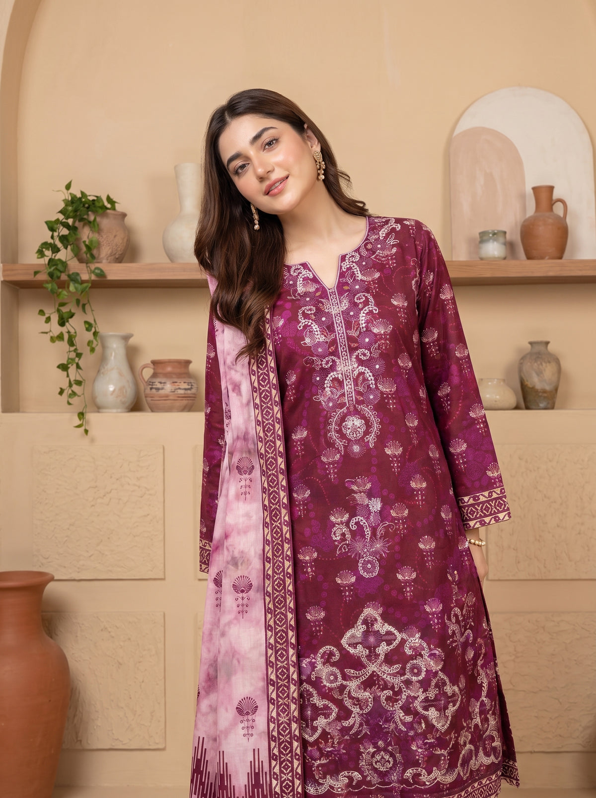 DESIR 3pcs Un-Stitched Emb Printed Staple [D-5890]