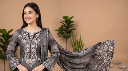 MAHIRI 3pcs Un-Stitched Emb Printed Staple [D-5923]