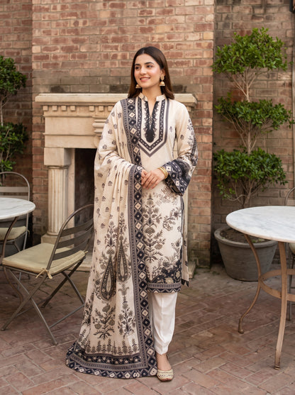AYEZAH 3pcs Un-Stitched Print Viscose [D-07]