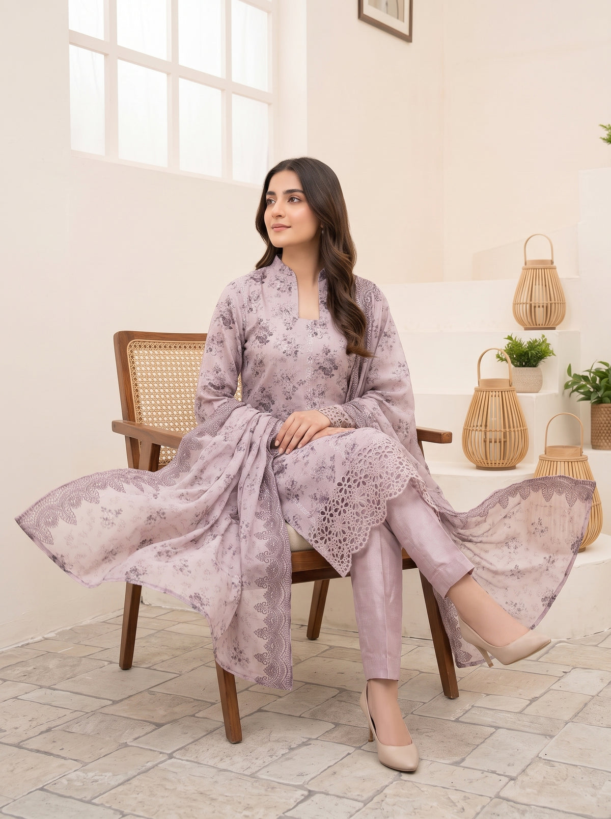 CALIA 3pcs Un-Stitched Emb Printed Staple [D-6080]