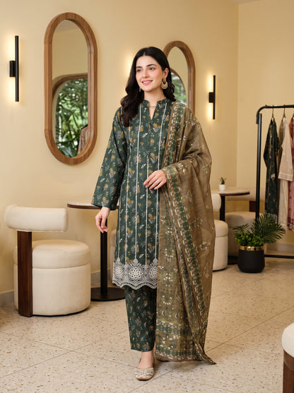 ZAINA 3pcs Un-Stitched Emb Printed Cotton [D-5962]