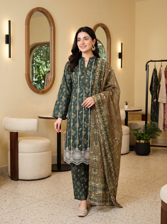 ZAINA 3pcs Un-Stitched Emb Printed Cotton [D-5962]