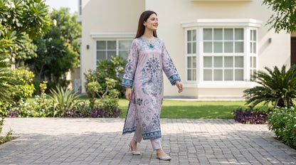 Chloris 2pcs Stitched Printed Swiss Kaftaan [D-4092]