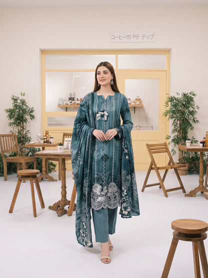 MIRAAS 3pcs Un-Stitched Emb Printed Staple [D-5933]