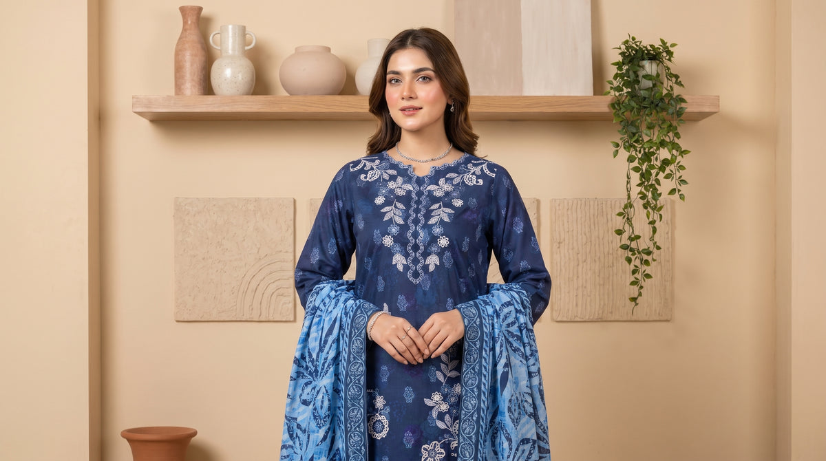 DESIR 3pcs Un-Stitched Emb Printed Staple [D-5891]