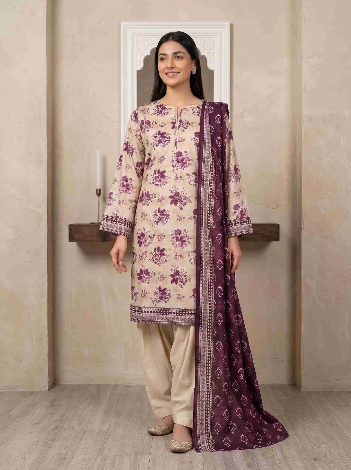 INAYA 3pcs Stitched Printed Lawn [D-5129]