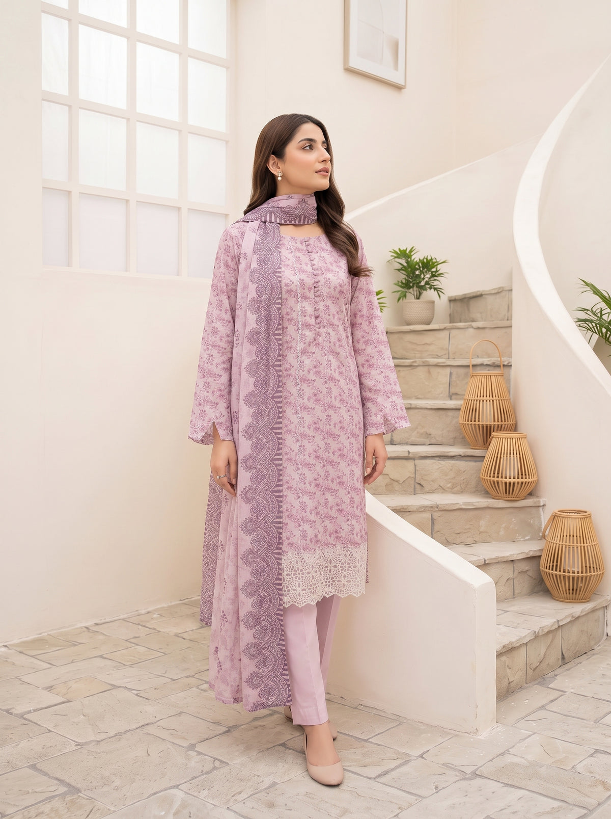 CALIA 3pcs Un-Stitched Emb Printed Staple [D-6077]