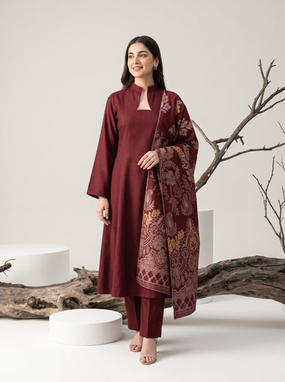 KHUWAISH 3pcs Un-Stitched Fancy Leather Peach [D-6261]