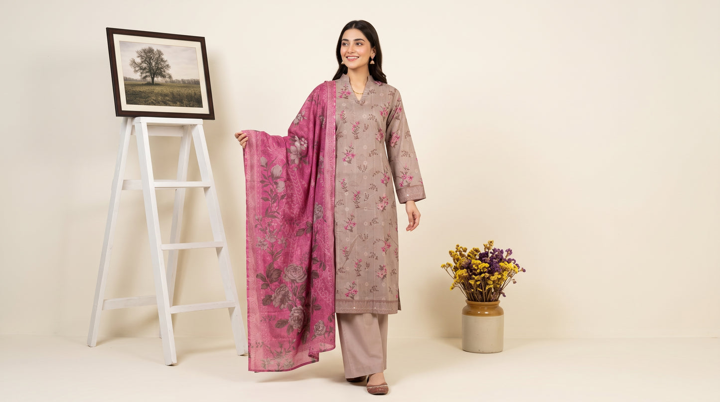 LAVINIA 3pcs Un-Stitched Printed Lawn [D-06]