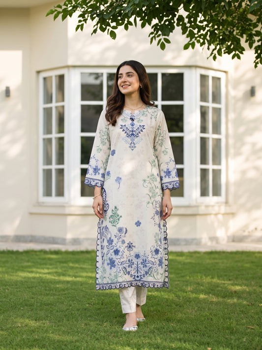 Chloris 2pcs Stitched Printed Swiss Kaftaan [D-4090]
