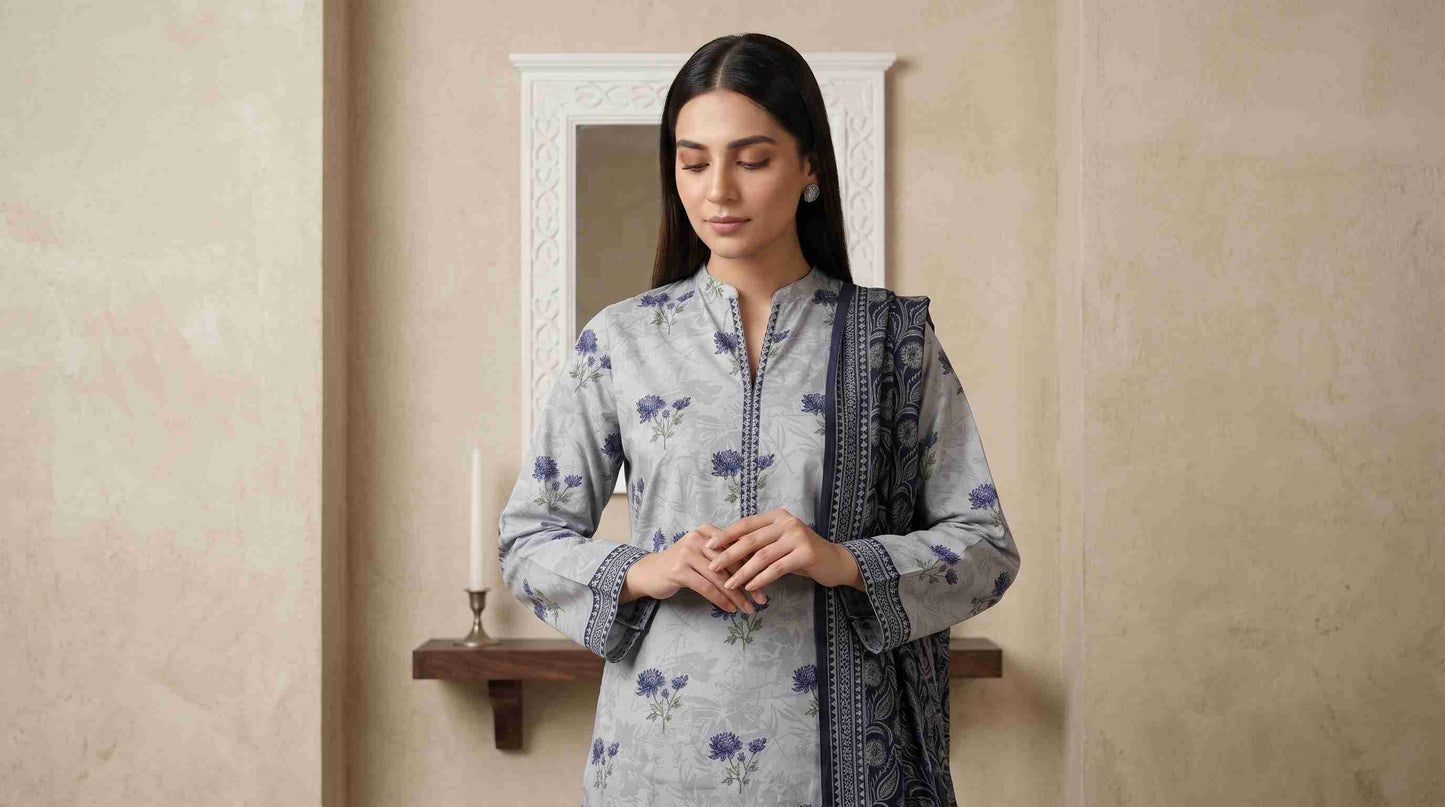 INAYA 3pcs Stitched Printed Lawn [D-5123]