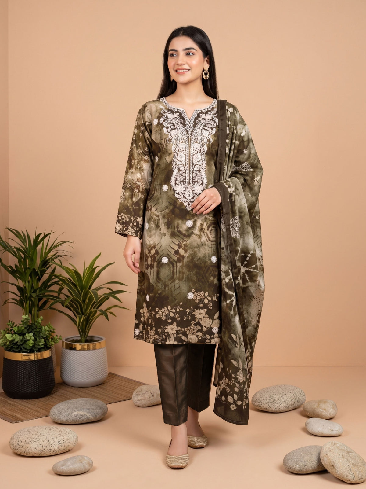 MAHIRI 3pcs Un-Stitched Emb Printed Staple [D-5924]