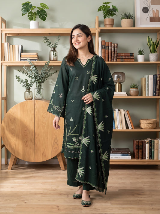 AYSANA 3pcs Un-Stitched Emb Khaddar [D-5872]