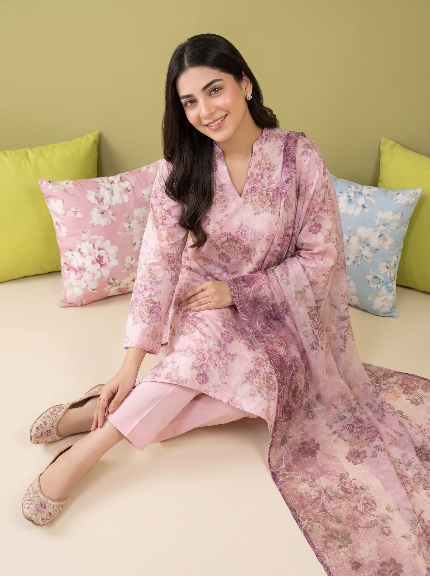 KHOYA 3pcs Un-Stitched Printed Lawn [D-5425]