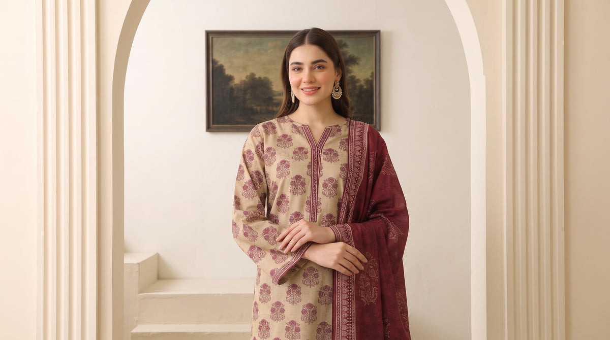 MAHRUKH 3pcs Stitched Printed Khaddar [D-6149]