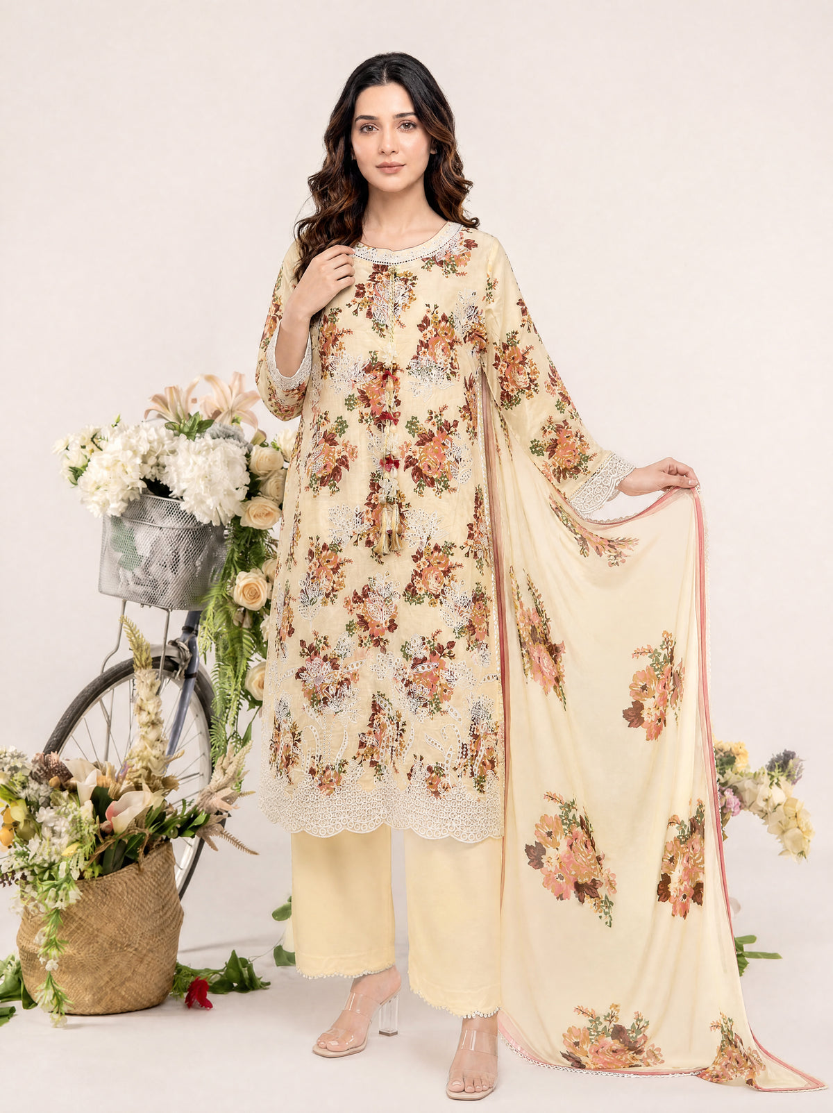 REEM 3pcs Un-Stitched Emb Printed Lawn [D-4041]