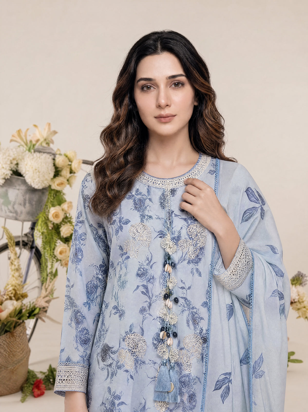 REEM 3pcs Un-Stitched Emb Printed Lawn [D-4042]