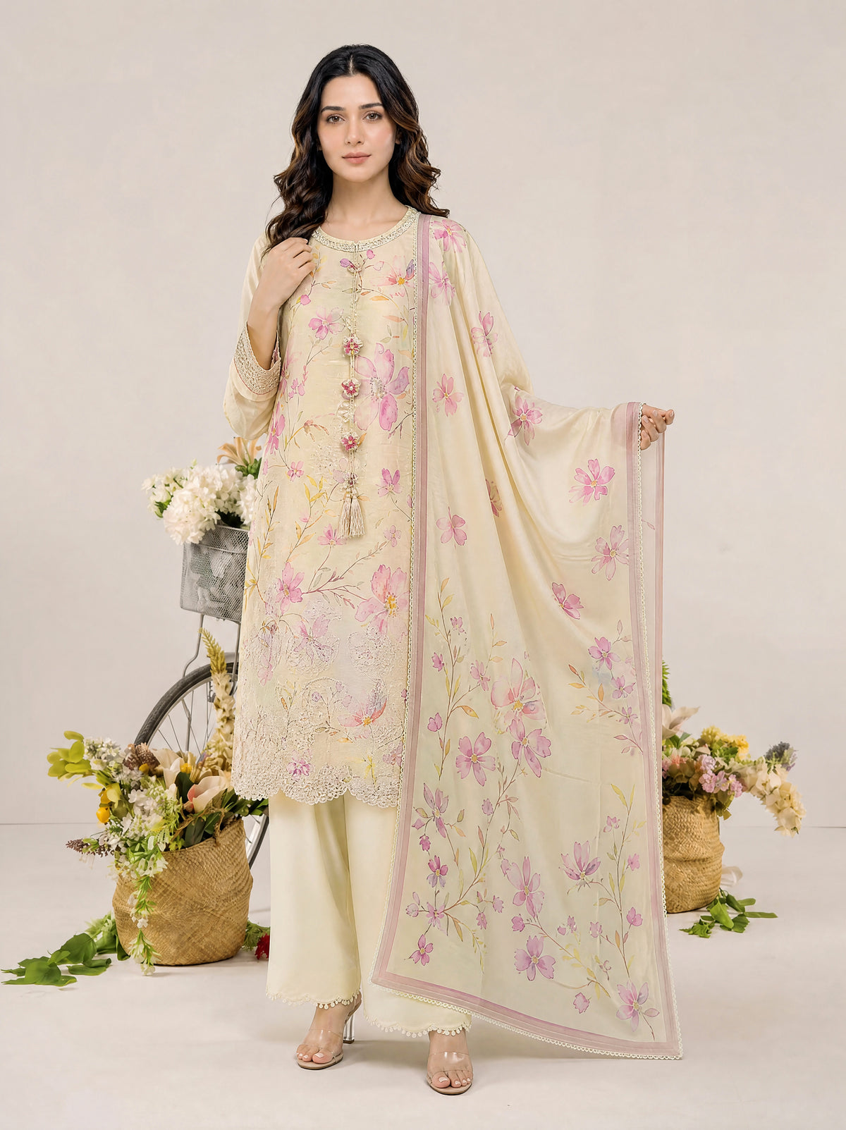 REEM 3pcs Un-Stitched Emb Printed Lawn [D-4043]