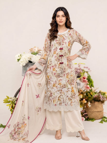 REEM 3pcs Un-Stitched Emb Printed Lawn [D-4045]