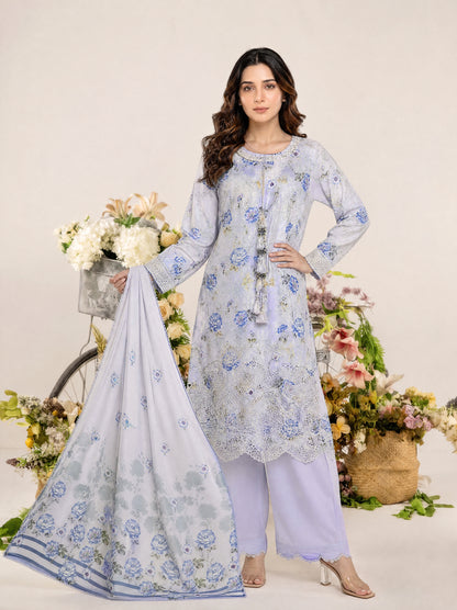 REEM 3pcs Un-Stitched Emb Printed Lawn [D-4047]