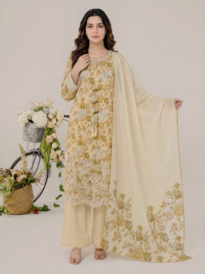 REEM 3pcs Un-Stitched Emb Printed Lawn [D-4048]