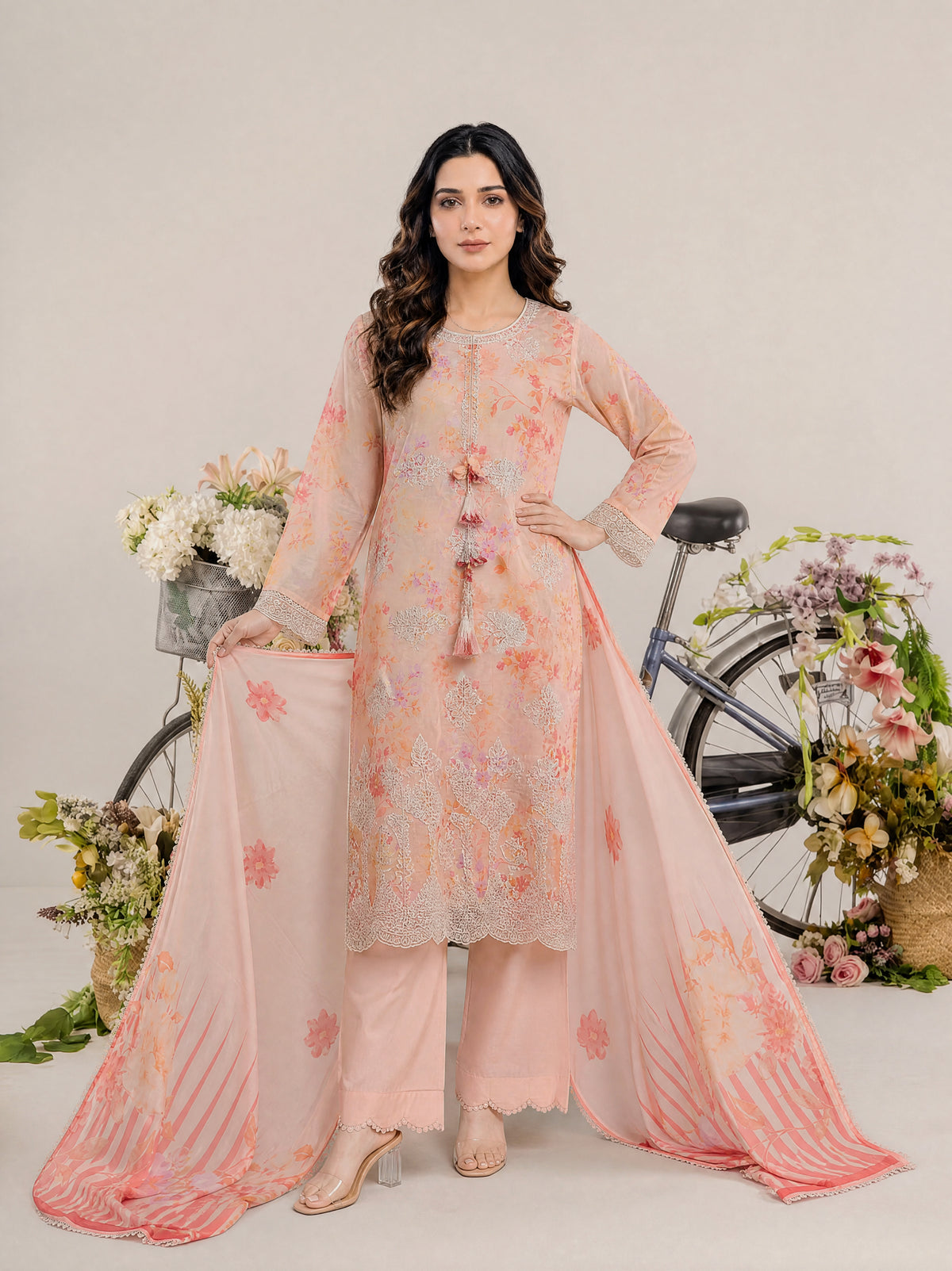 REEM 3pcs Un-Stitched Emb Printed Lawn [D-4049]