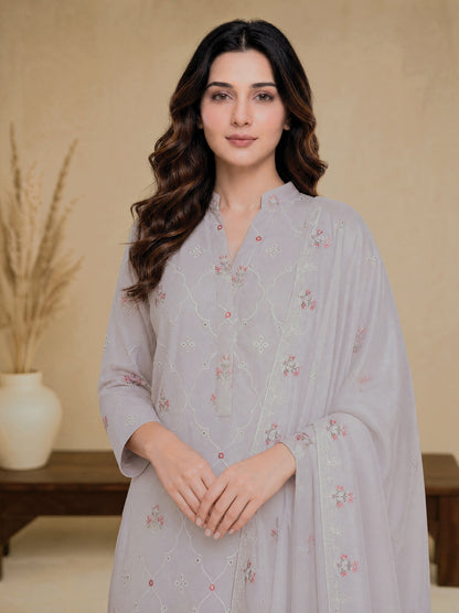 RUHANI 3pcs Un-Stitched Exclusive Emb Cambric