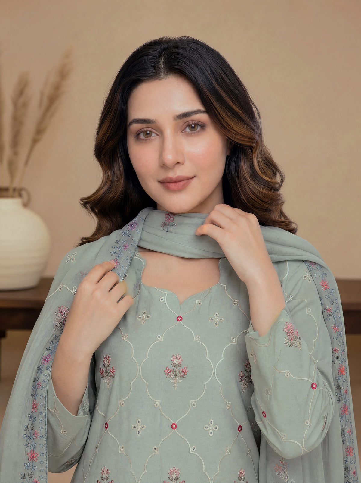 RUHANI 3pcs Un-Stitched Exclusive Emb Cambric