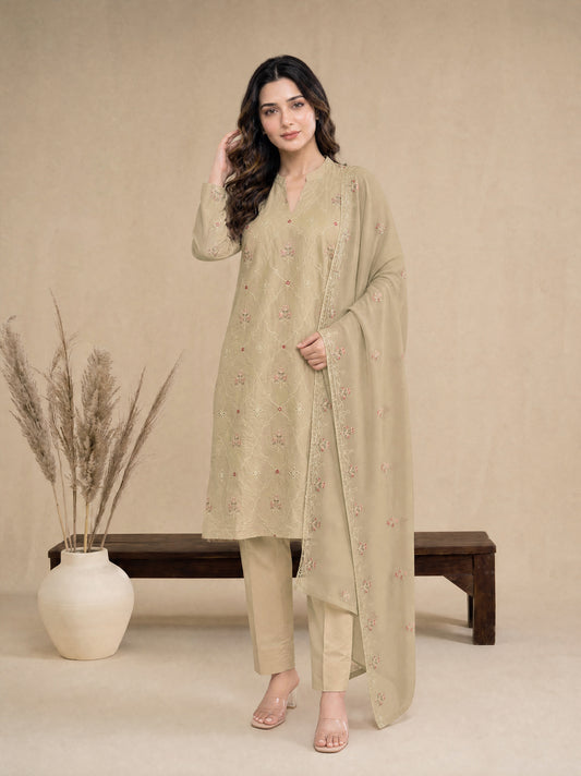 RUHANI 3pcs Un-Stitched  Emb Cambric [D-4371]