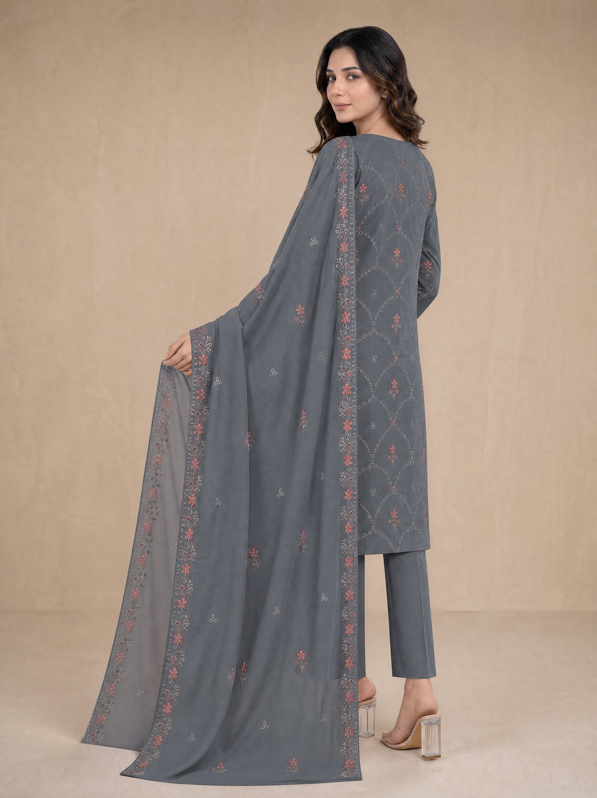 RUHANI 3pcs Un-Stitched Exclusive Emb Cambric