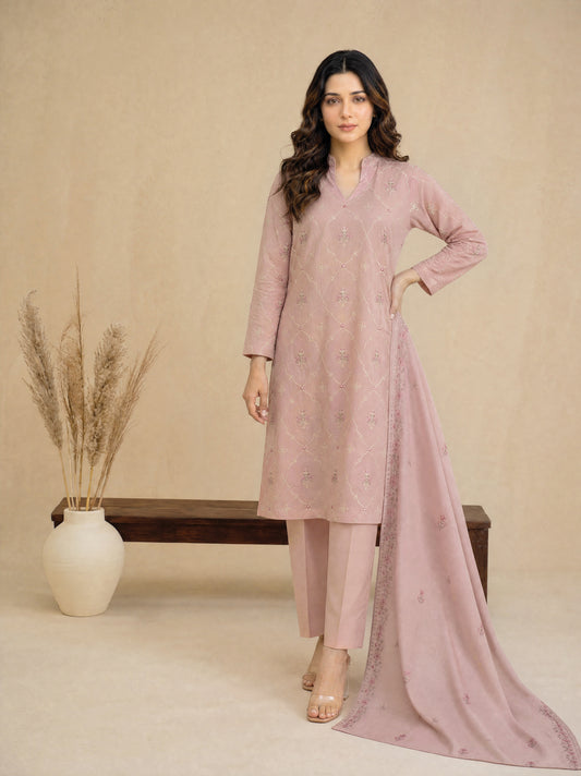 RUHANI 3pcs Un-Stitched Exclusive Emb Cambric