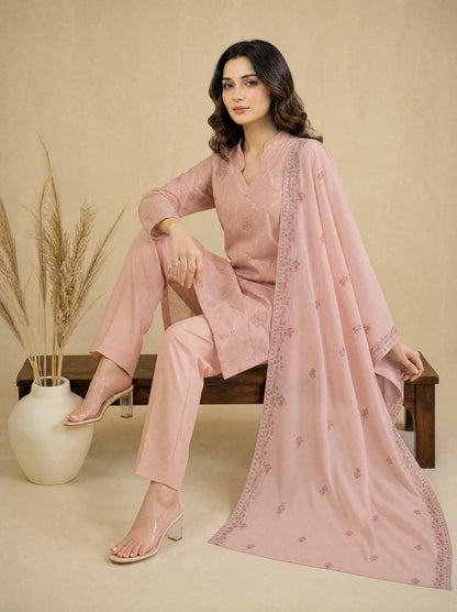 RUHANI 3pcs Un-Stitched Exclusive Emb Cambric