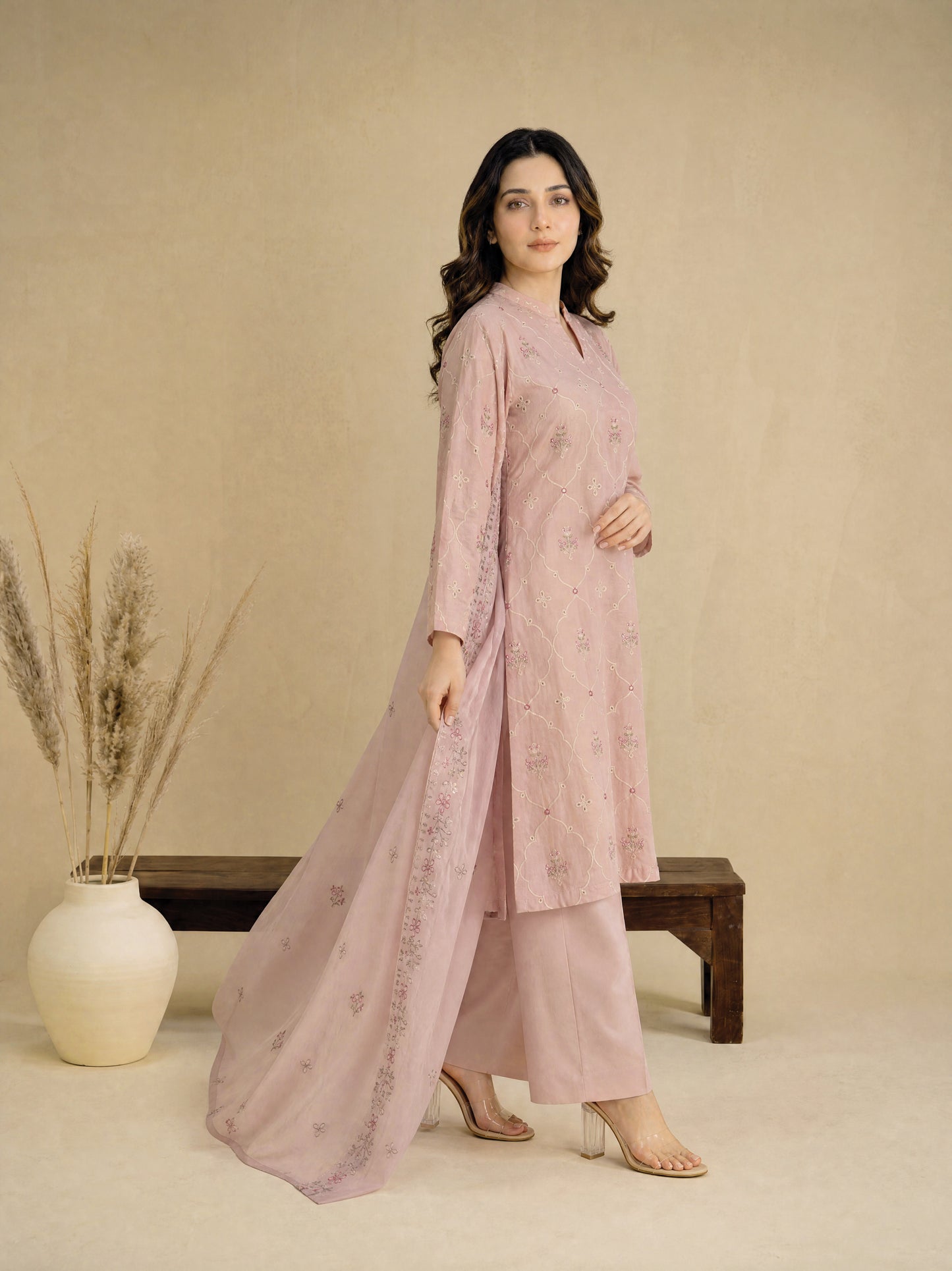 RUHANI 3pcs Un-Stitched Exclusive Emb Cambric